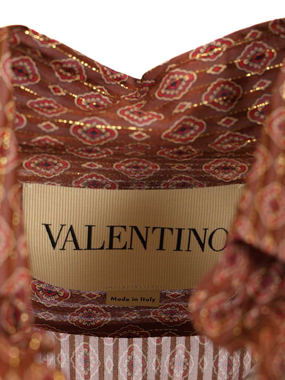 Silk shirt with geometric print Brown