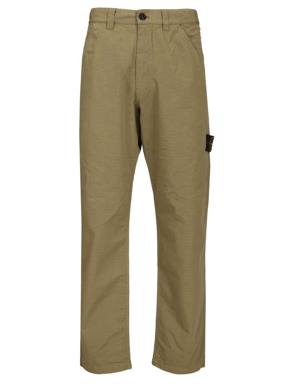 Organic cotton ripstop chino trousers Green