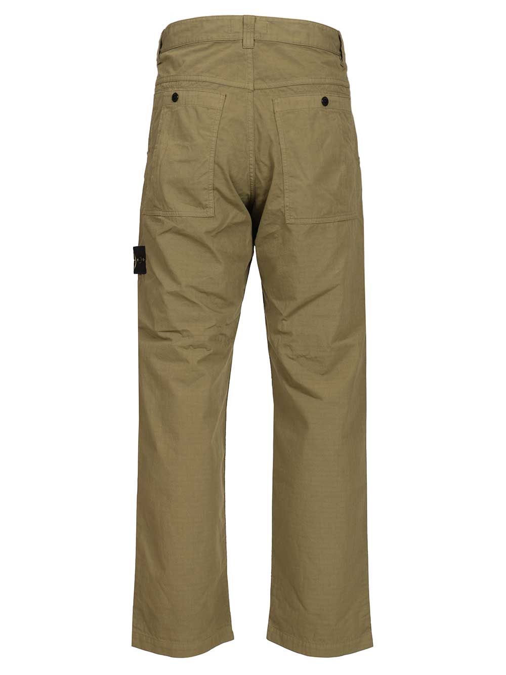 Organic cotton ripstop chino trousers Green