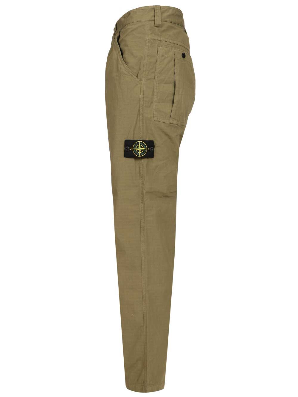 Organic cotton ripstop chino trousers Green