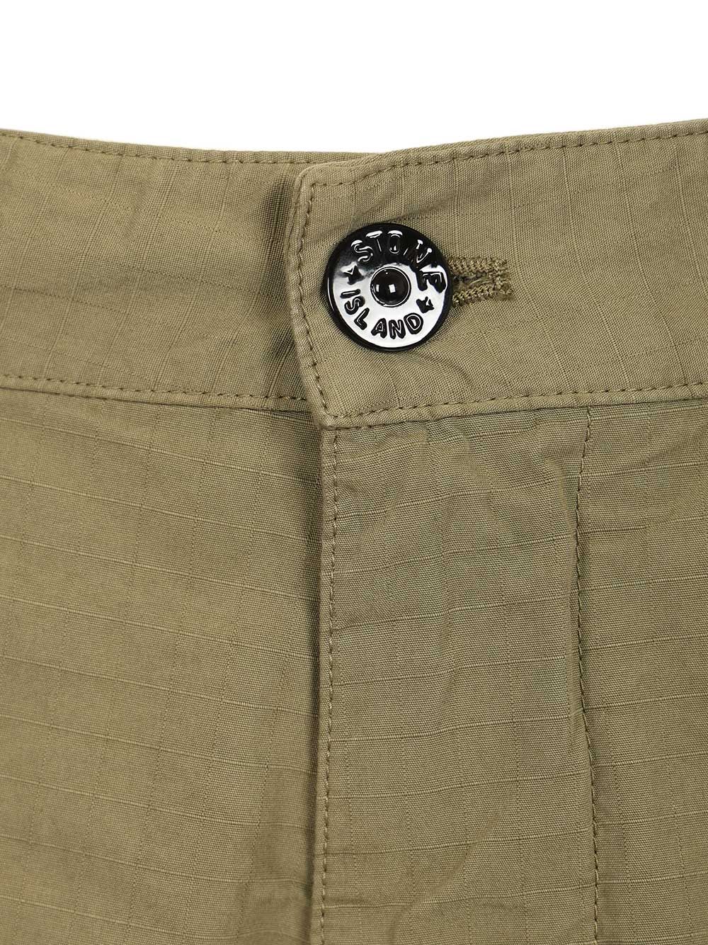 Organic cotton ripstop chino trousers Green