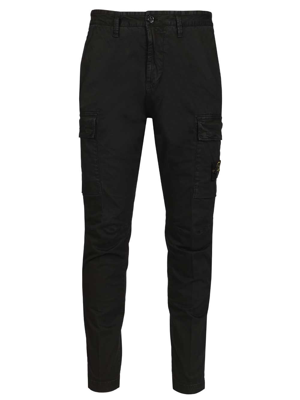 cargo trousers in broken cotton twill Black Elastane