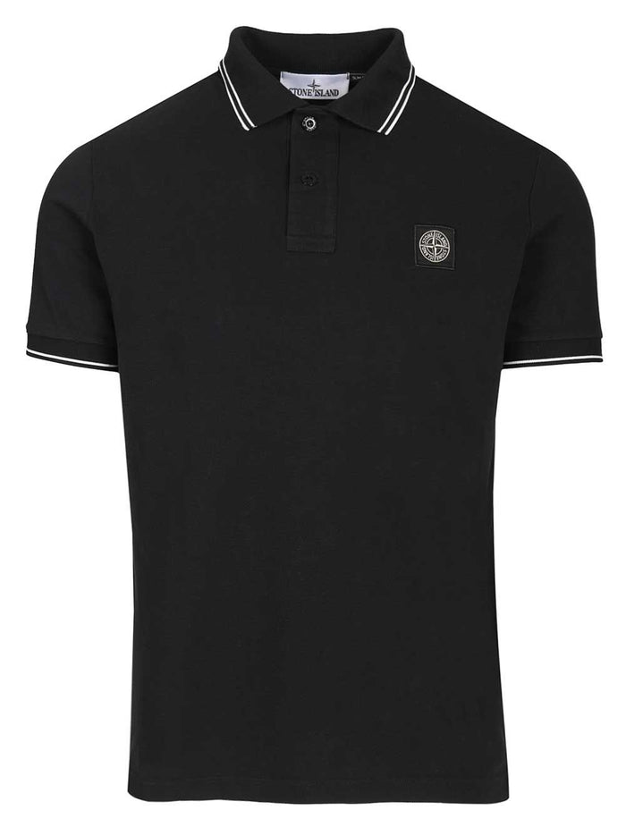 Organic cotton polo shirt Blue Elastane