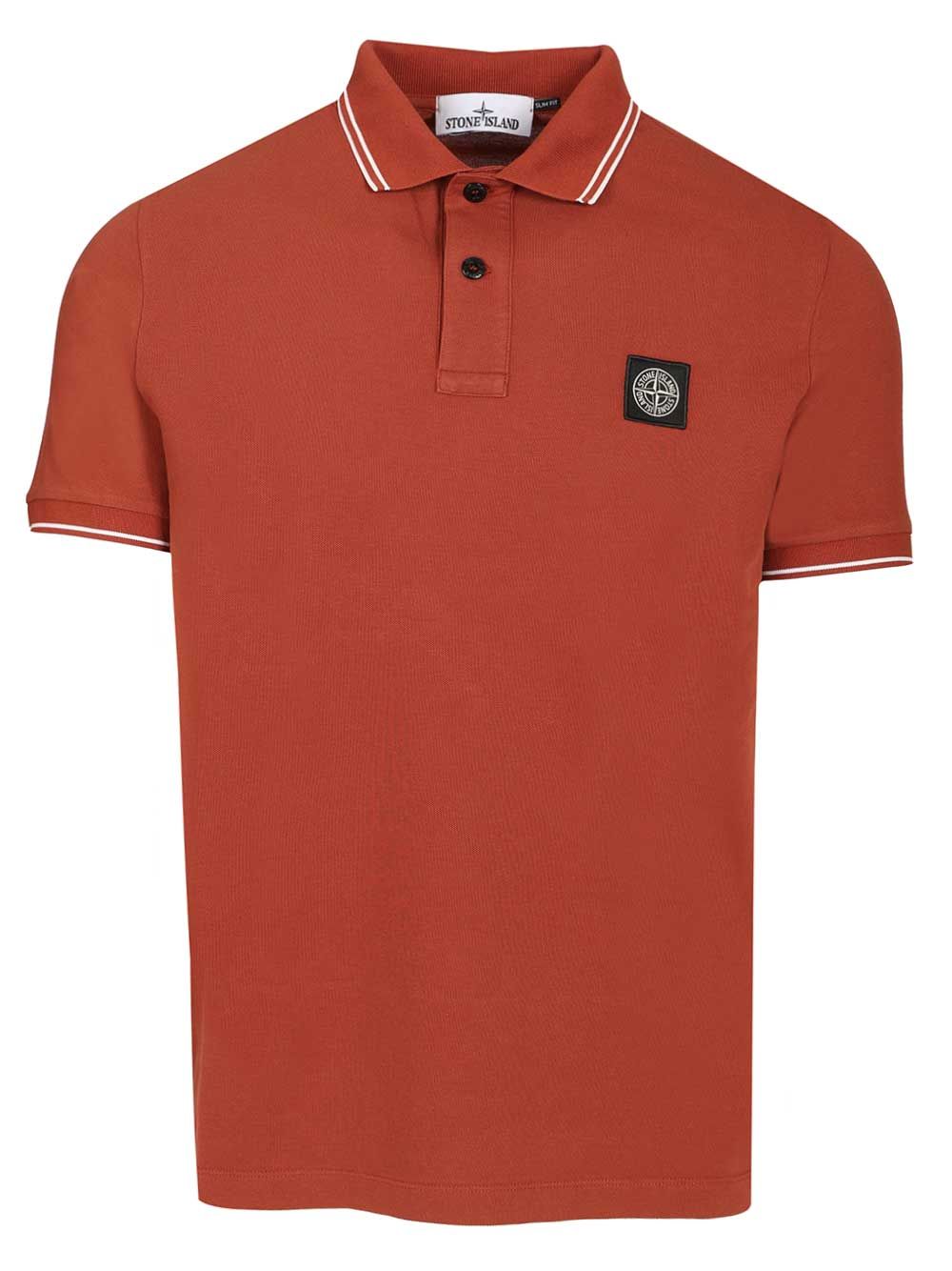 Organic Cotton Polo Shirt Red Elastane