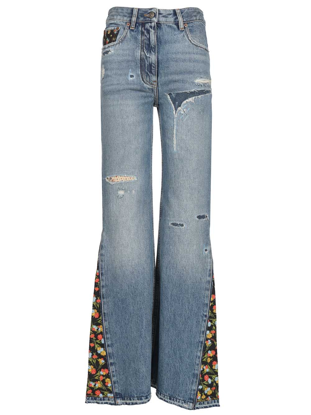 Flared Jeans Blue Cotton