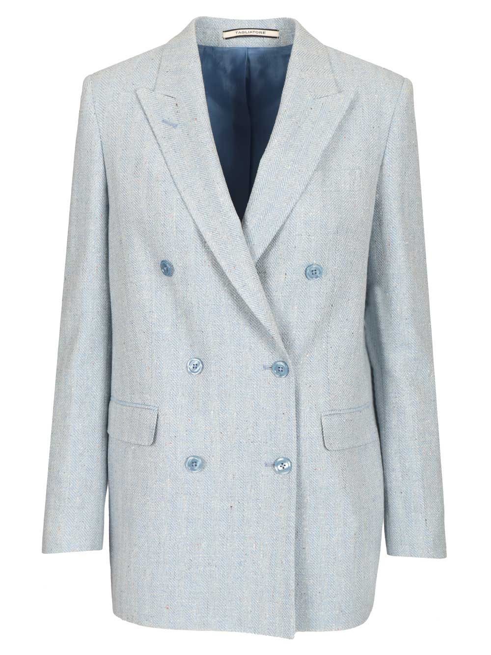 Oversized Double-Breasted Blazer Light Blue Jacket