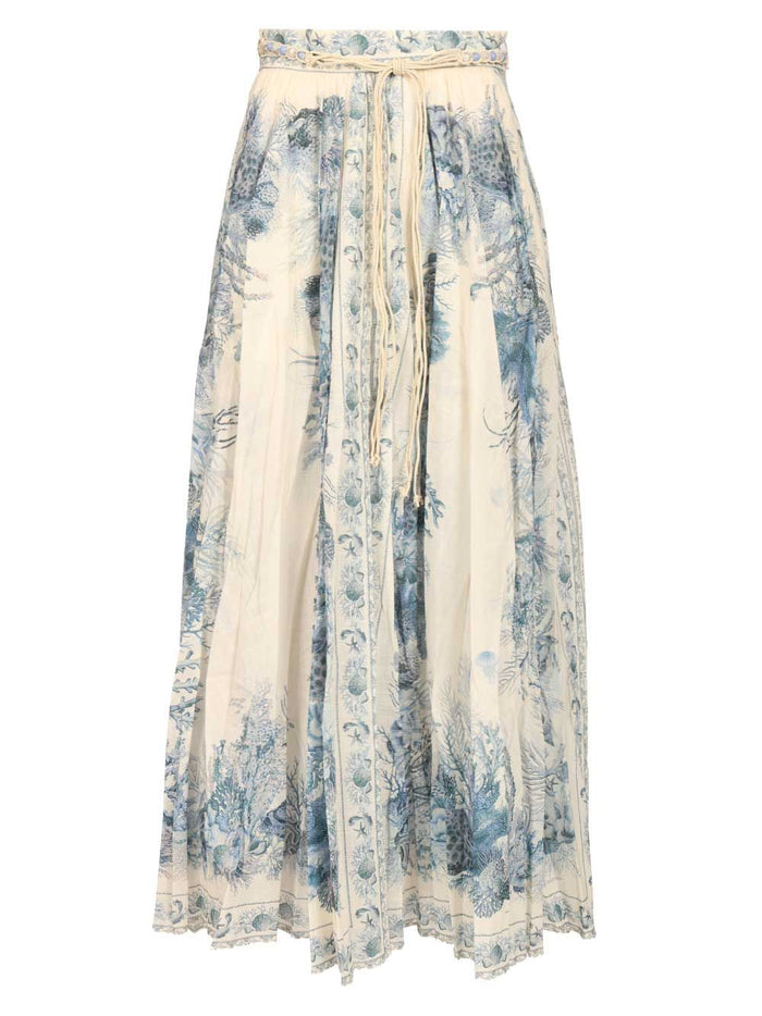 Wanderlust A-line Maxi Skirt Blue Cotton