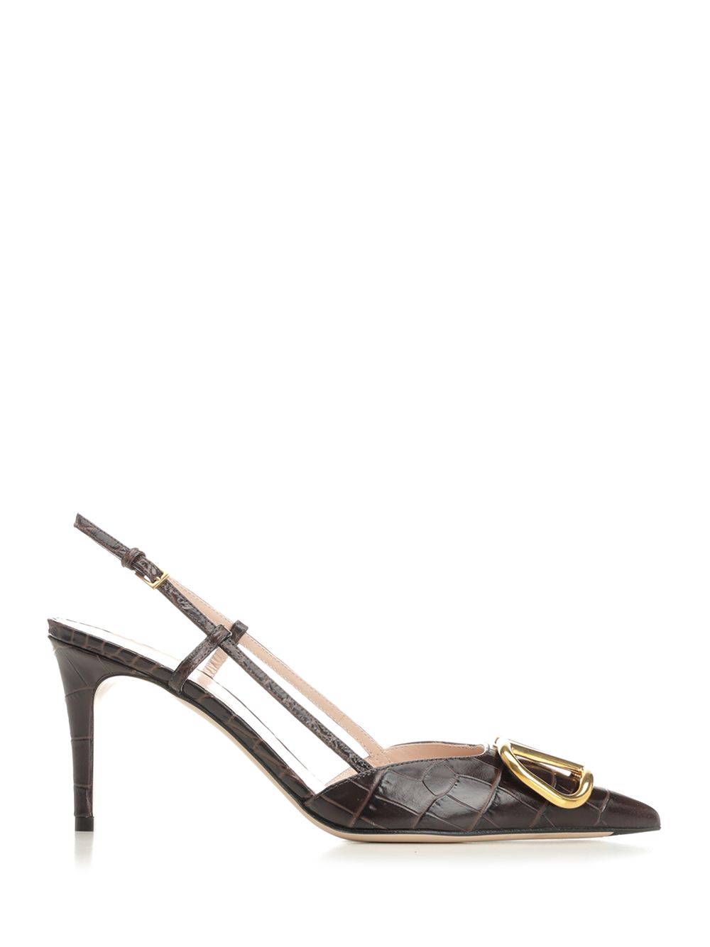 Vlogo Slingback Pumps Brown Calf Skin