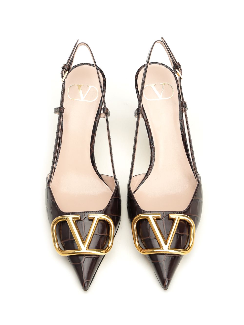 Vlogo Slingback Pumps Brown Calf Skin