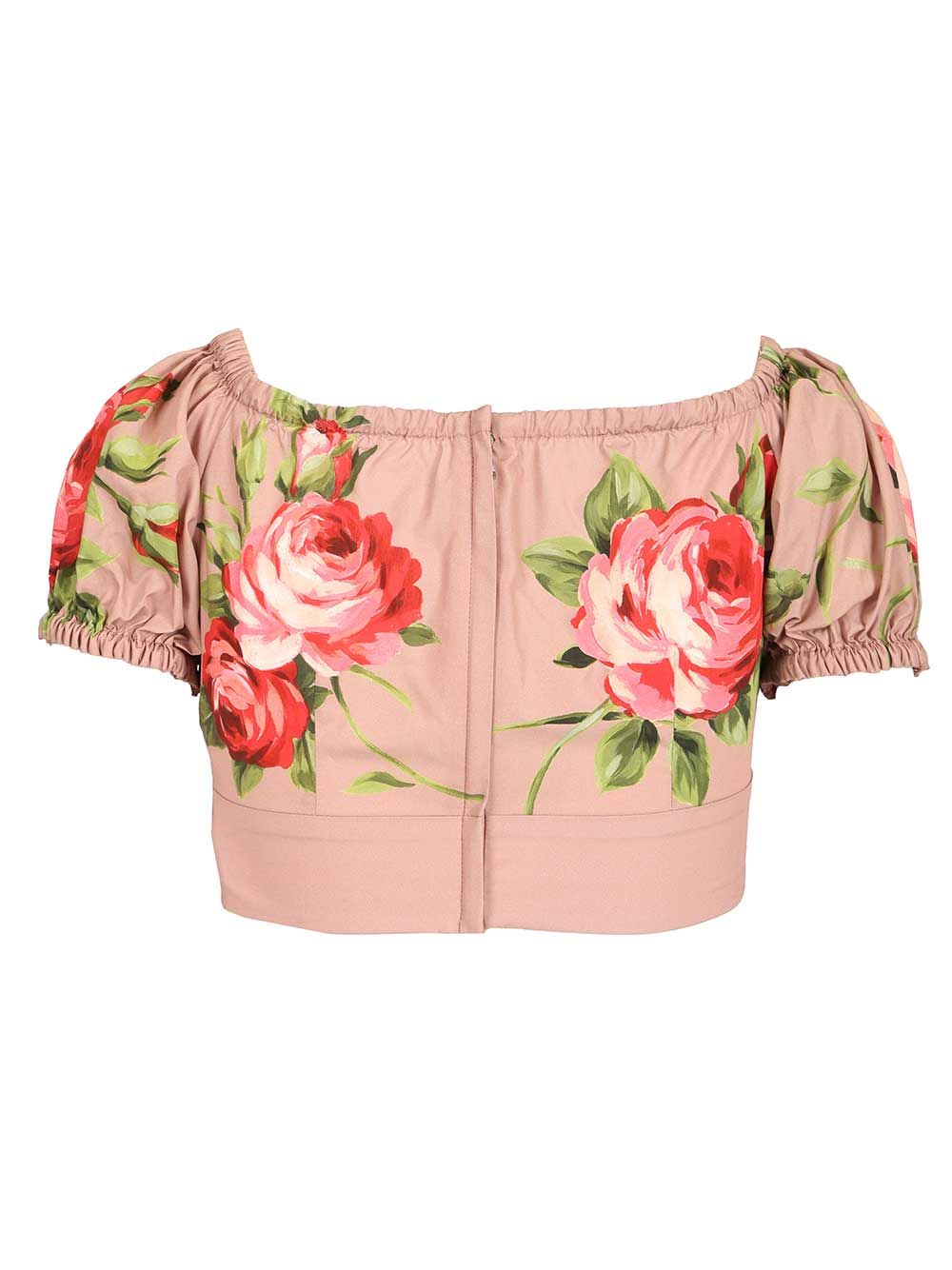 Rose bouquet print top Cotton Tops