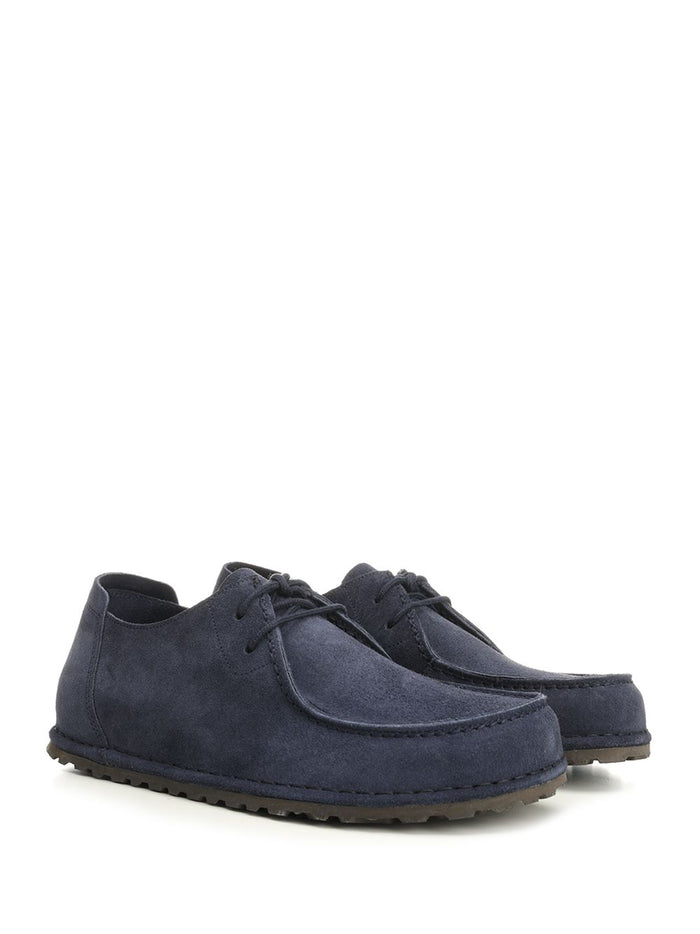 Utti Lace Suede Shoe Blue Calf Leather Lace-up
