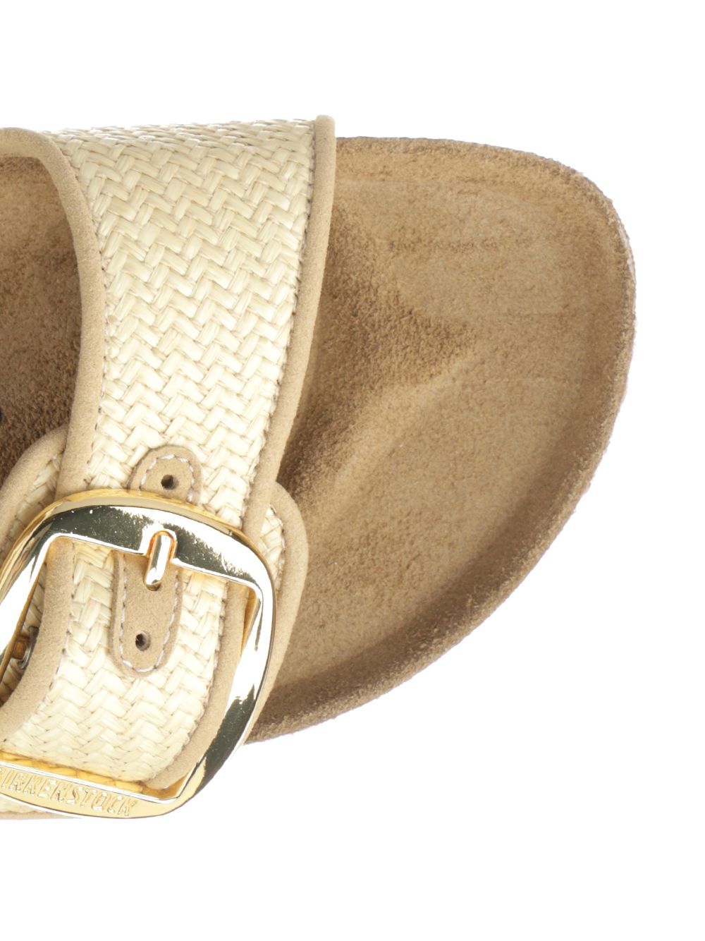 Arizona Big Buckle Raffia Beige Fabric Sandal