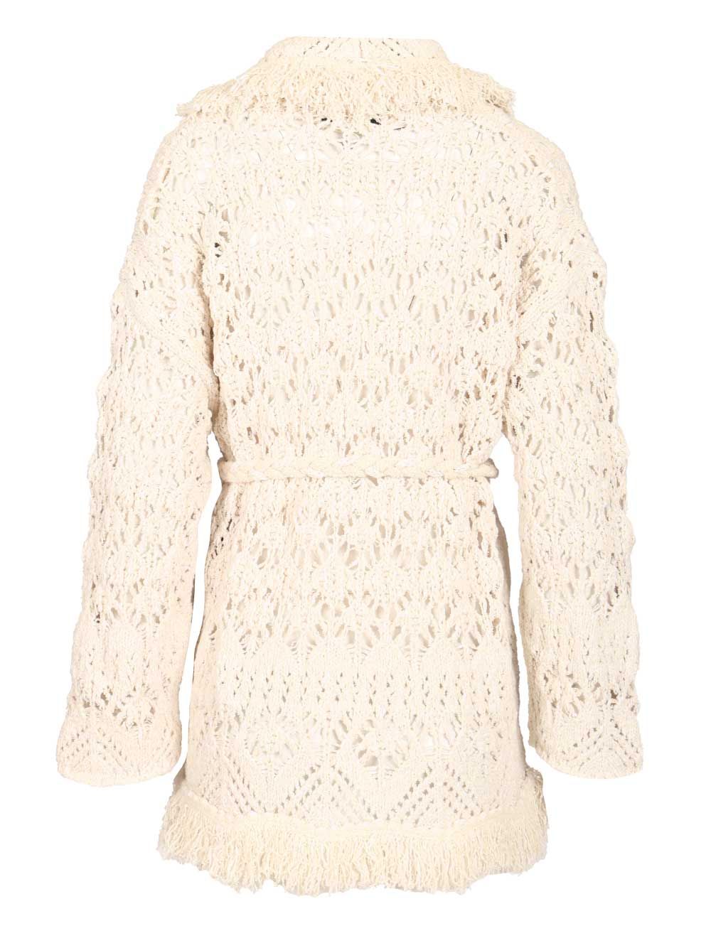 Lagoon Romance Cotton Blend Cardigan White Polyamide Knitwear