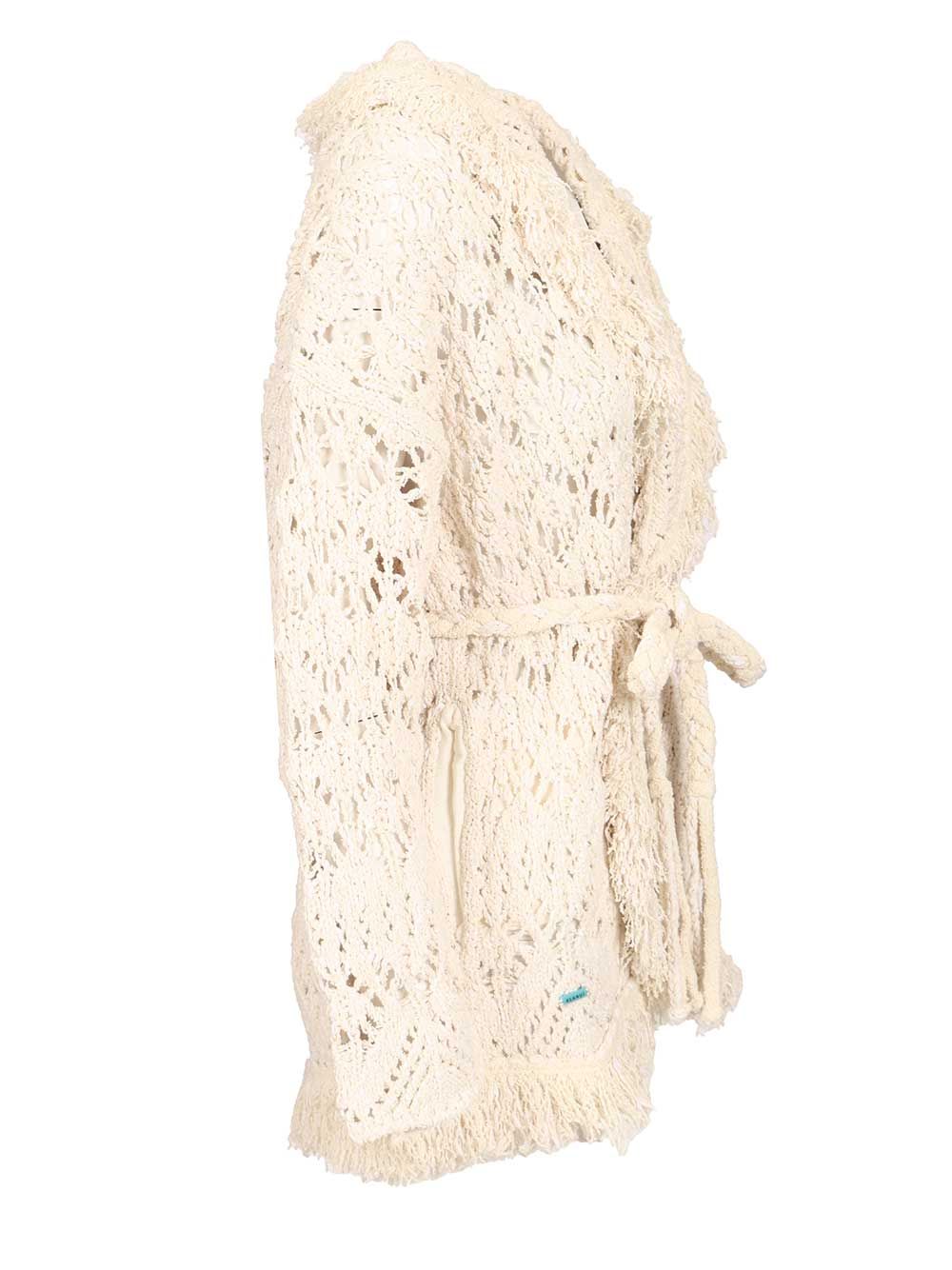Lagoon Romance Cotton Blend Cardigan White Polyamide Knitwear
