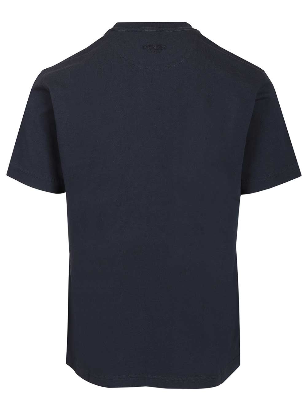 Boke Flower embroidered T-shirt Blue 100 Cotton