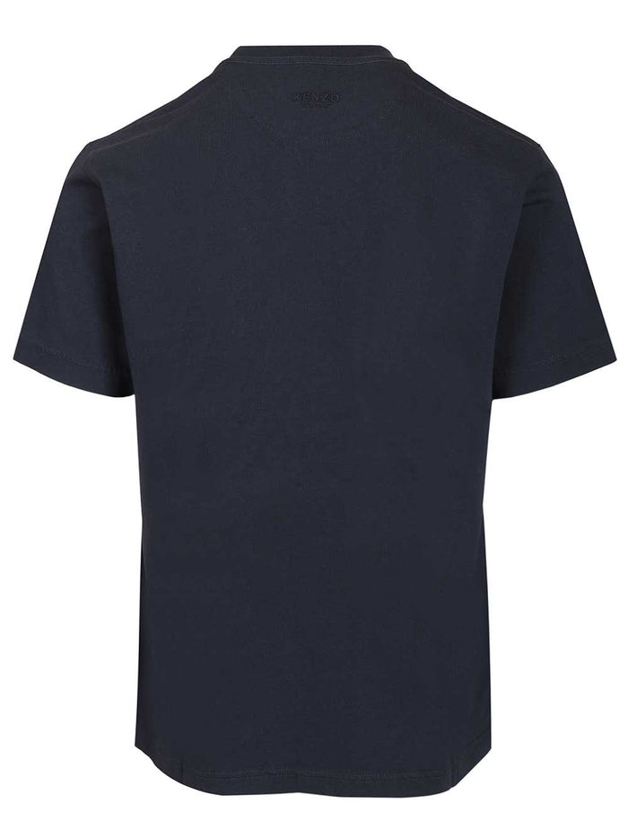 Boke Flower embroidered T-shirt Blue 100 Cotton