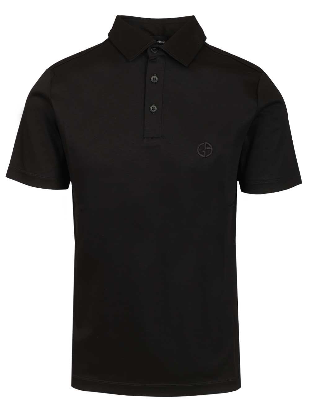 Cotton interlock polo shirt Black