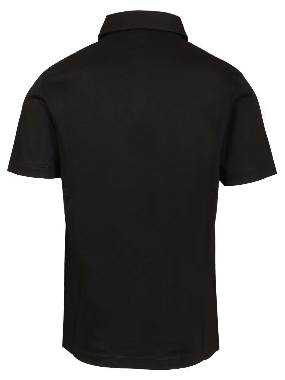Cotton interlock polo shirt Black
