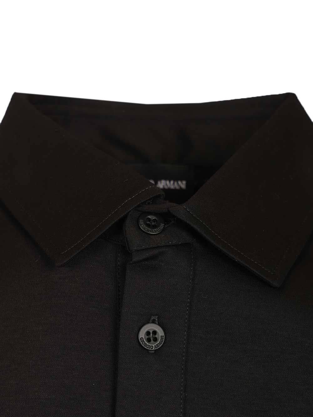 Cotton interlock polo shirt Black