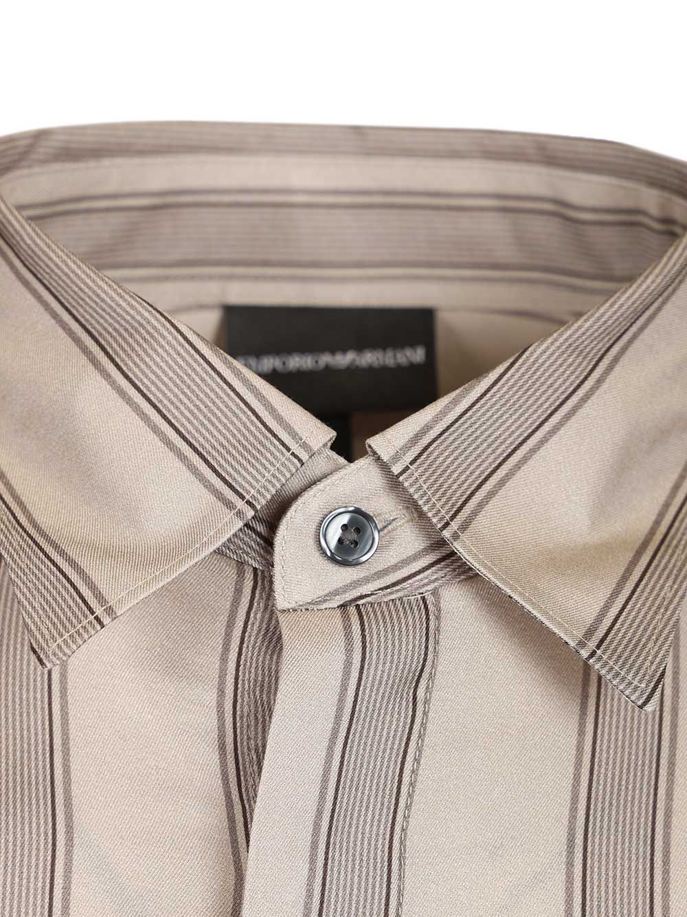 Flowing Striped Shirt Beige Viscose