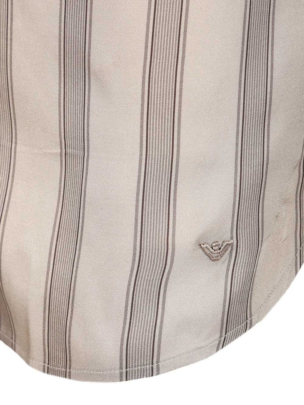 Flowing Striped Shirt Beige Viscose