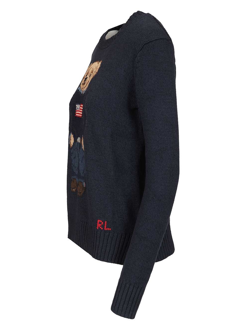 Polo Bear sweater in cotton and linen Blue Knitwear