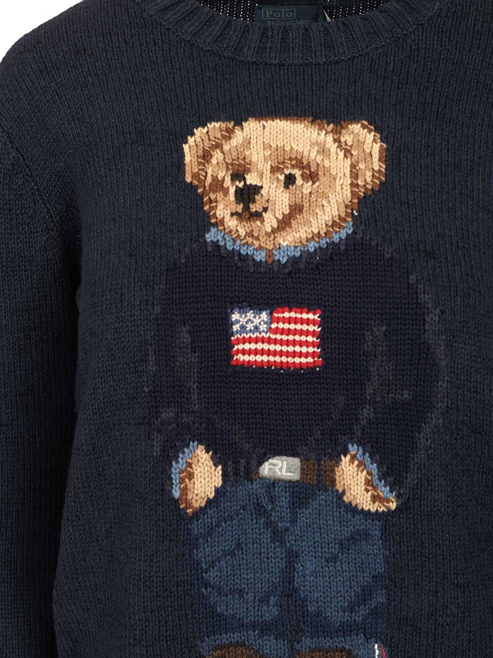Polo Bear sweater in cotton and linen Blue Knitwear