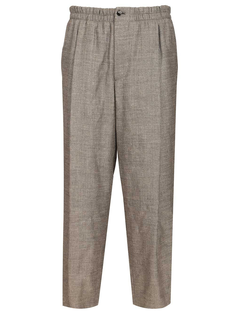 Trousers with elasticated waist Grey Silk (tasar)