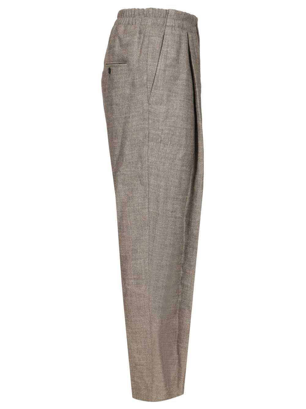Trousers with elasticated waist Grey Silk (tasar)