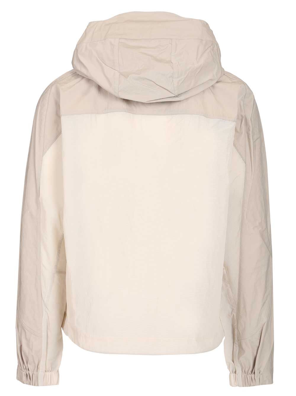 Jacket With Hood Beige Cotton/polyamide