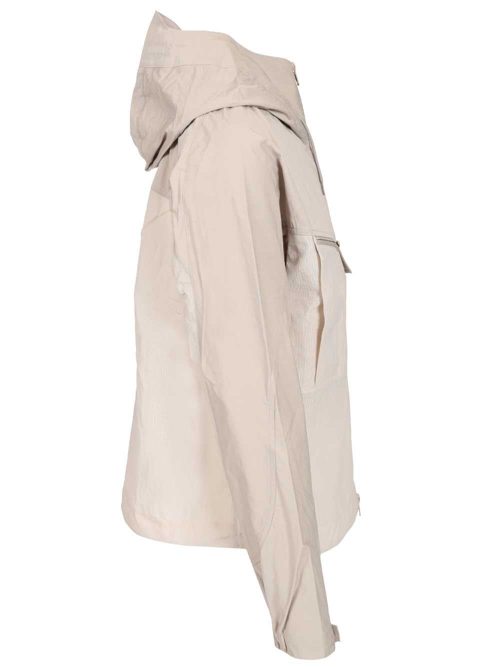 Jacket With Hood Beige Cotton/polyamide