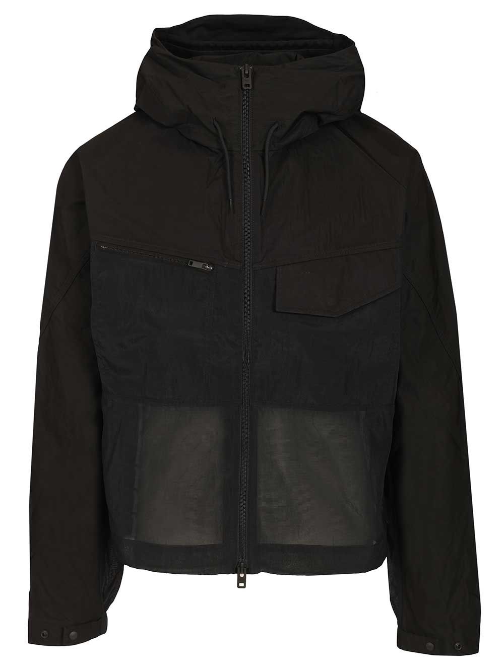 Jacket With Hood Black Cotton/polyamide