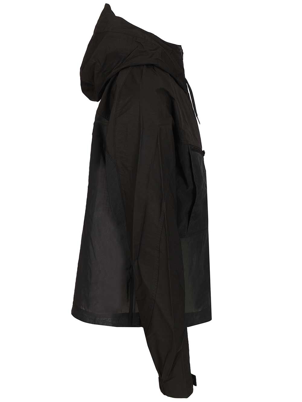 Jacket With Hood Black Cotton/polyamide