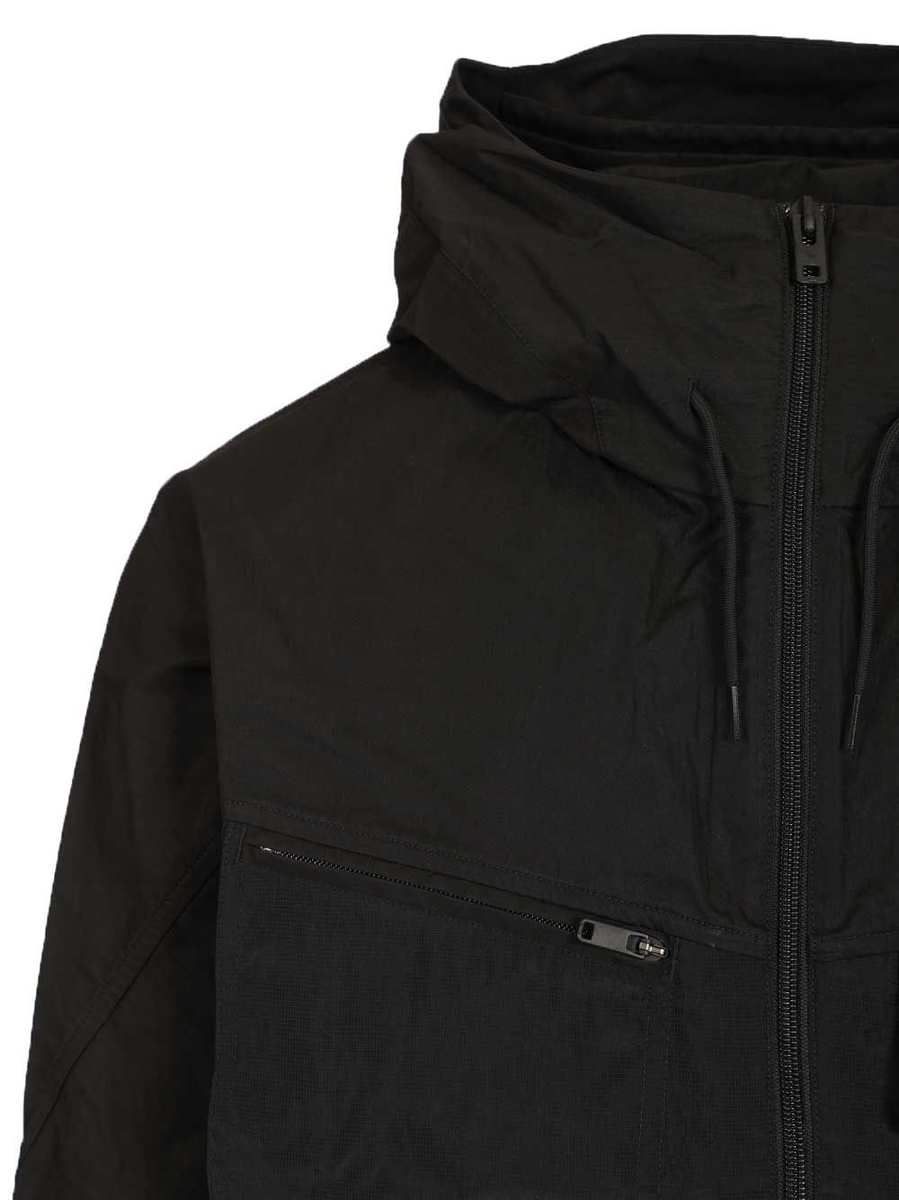 Jacket With Hood Black Cotton/polyamide