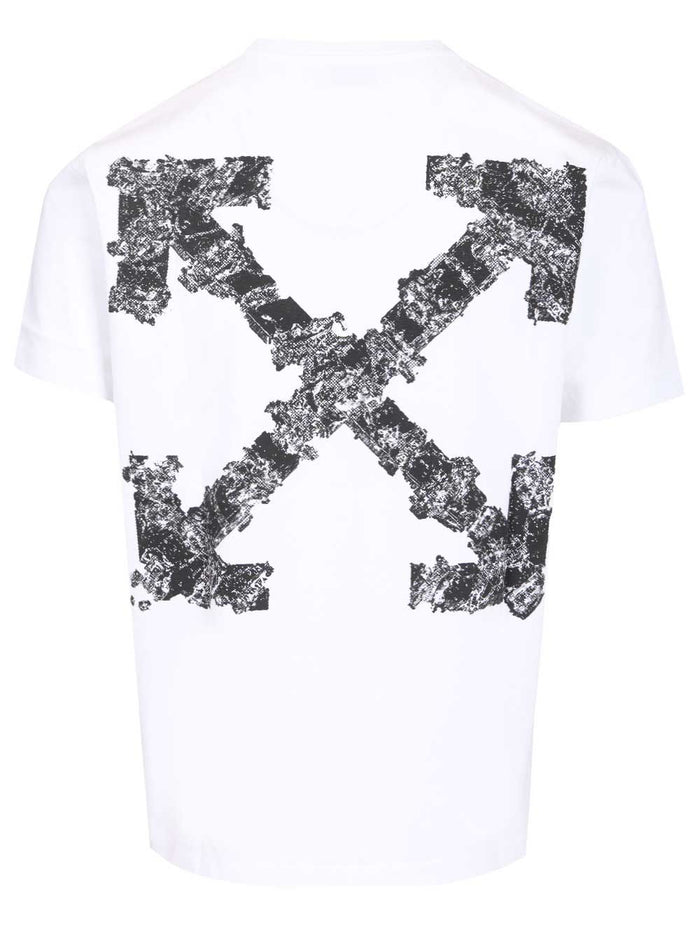 T-Shirt With Heraldic Arrow Print White Cotton