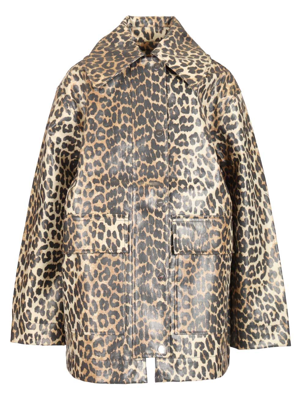 Leopard Laminated Cotton Jacket Animalier Hemp