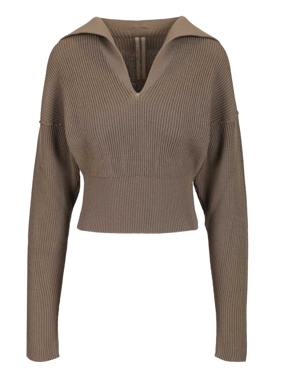 Cropped Sweater Beige Wool