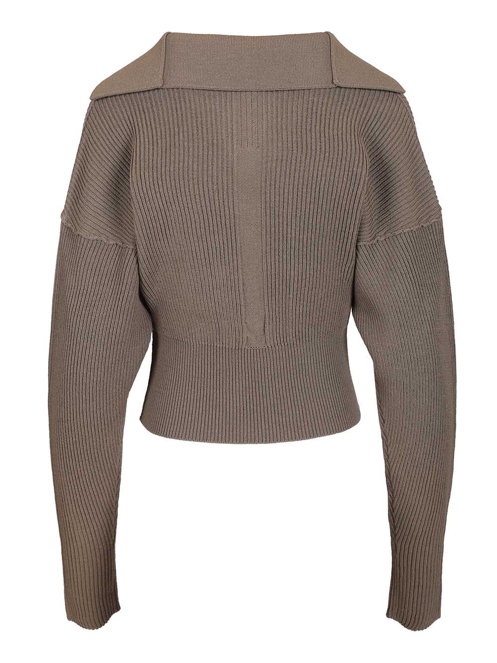 Cropped Sweater Beige Wool