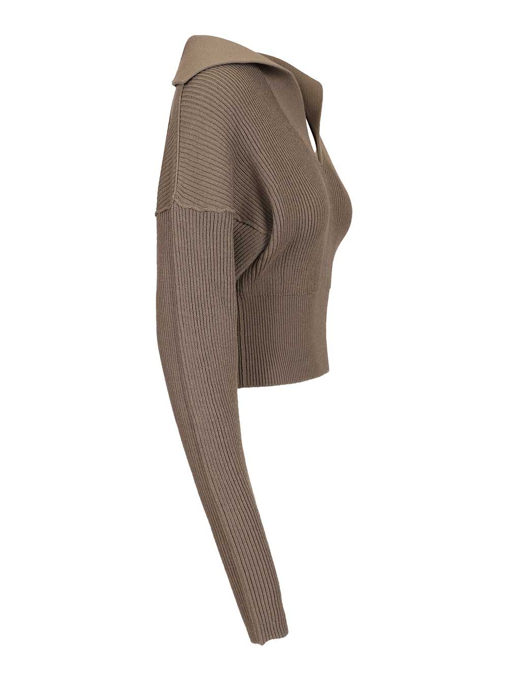 Cropped Sweater Beige Wool