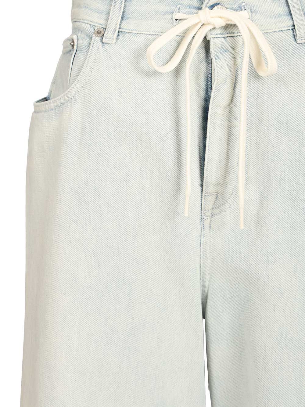 Wide Leg Jeans Light Blue Cotton Elastane