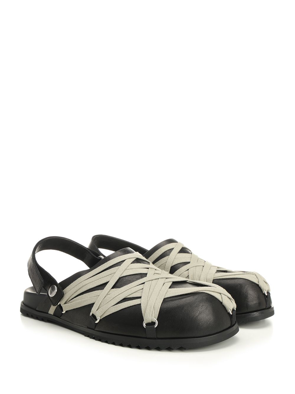 Megalace Leather Mules Black Scarpe Basse