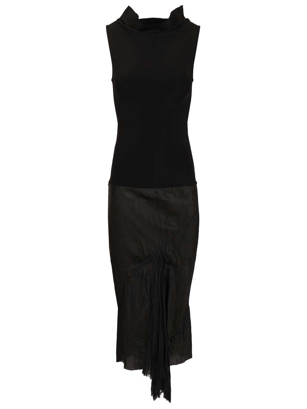 Sliced Dress Black Viscose Elastane
