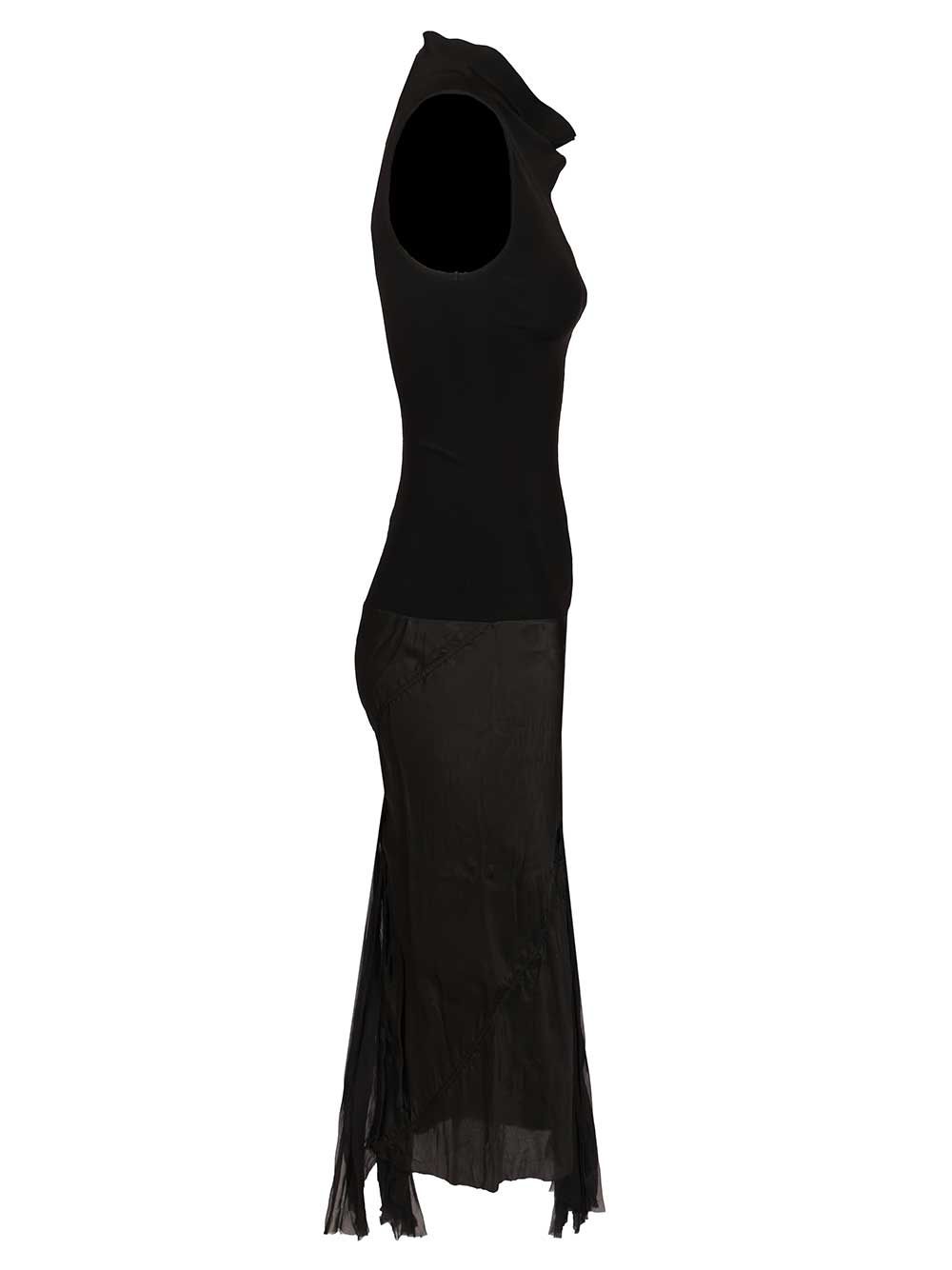 Sliced Dress Black Viscose Elastane