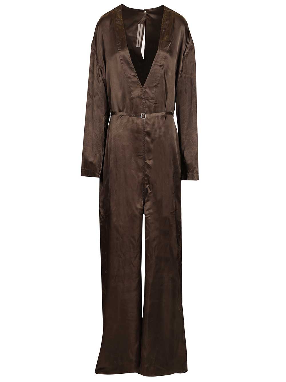 Long-sleeved jumpsuit Brown Cupro Jumpsuits