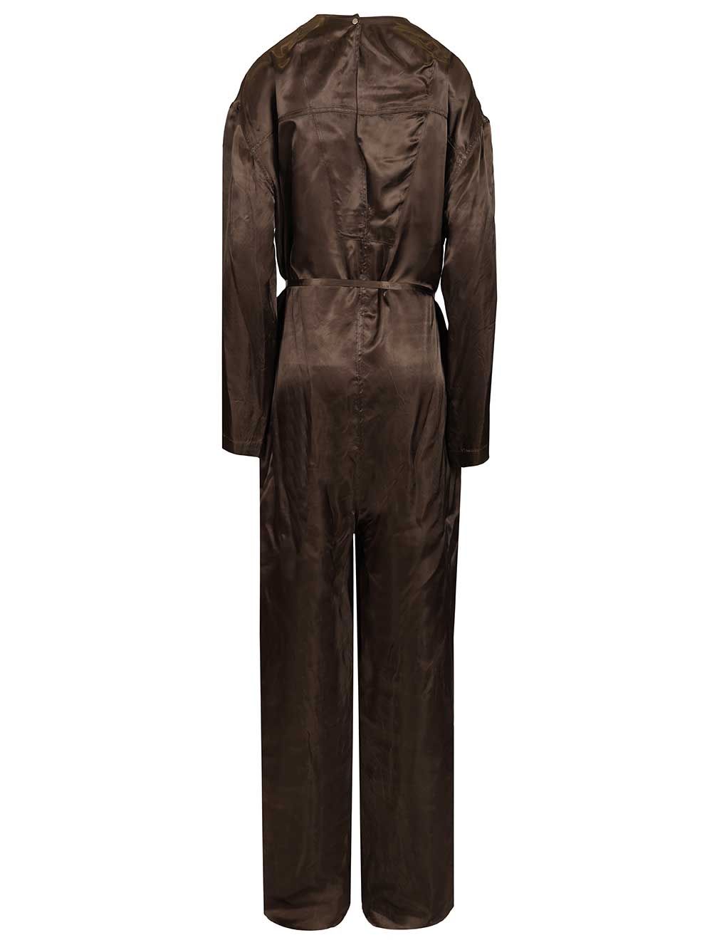 Long-sleeved jumpsuit Brown Cupro Jumpsuits
