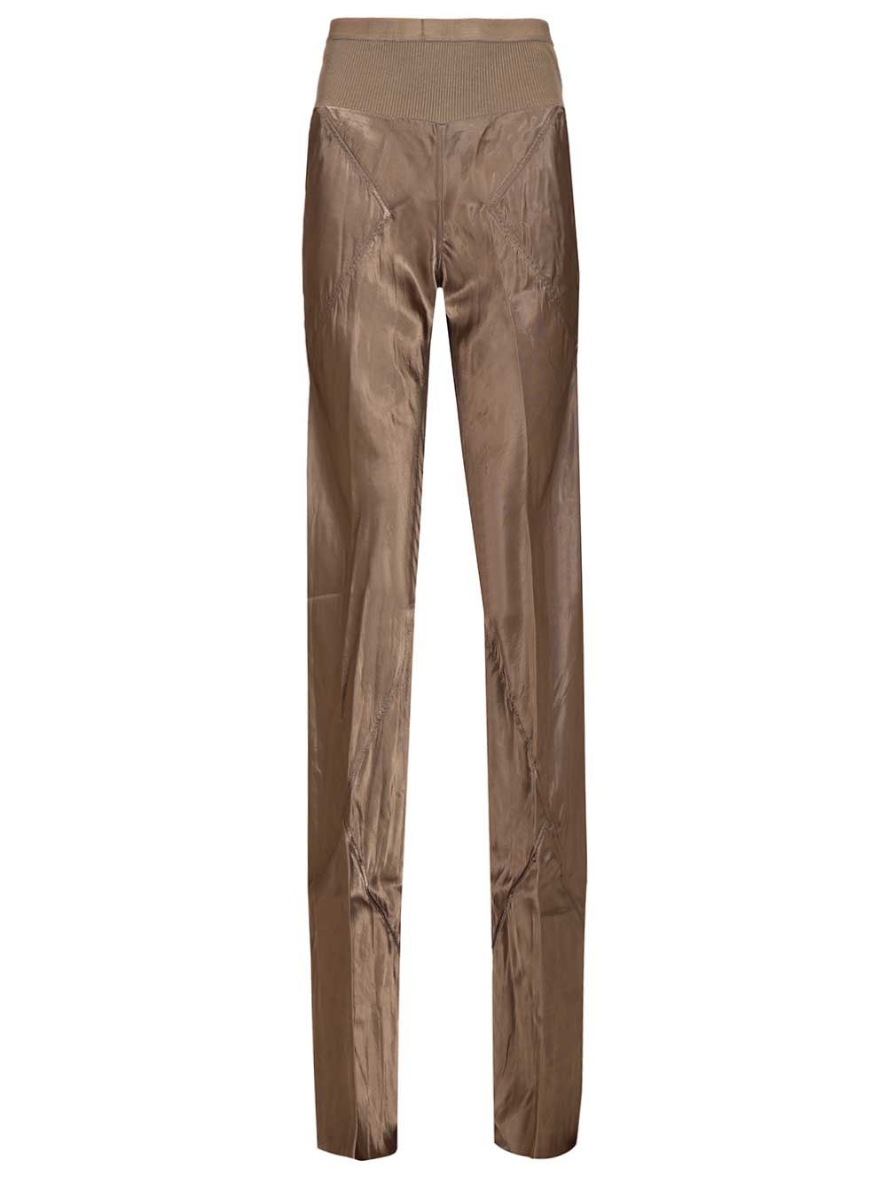 Bias Satin Flared Trousers Beige Cupro