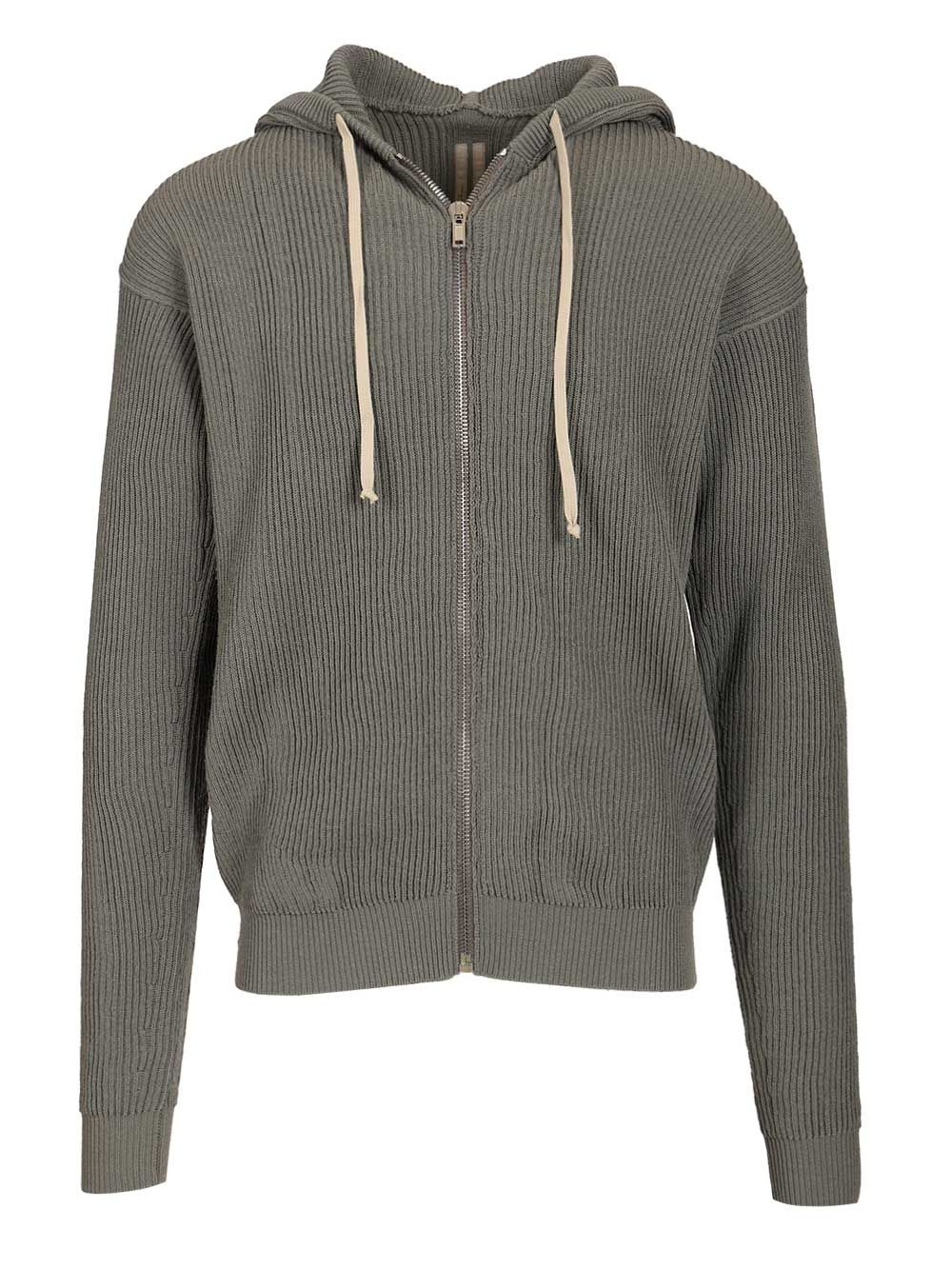 Ribbed wool hooded Light Blue Knitwear