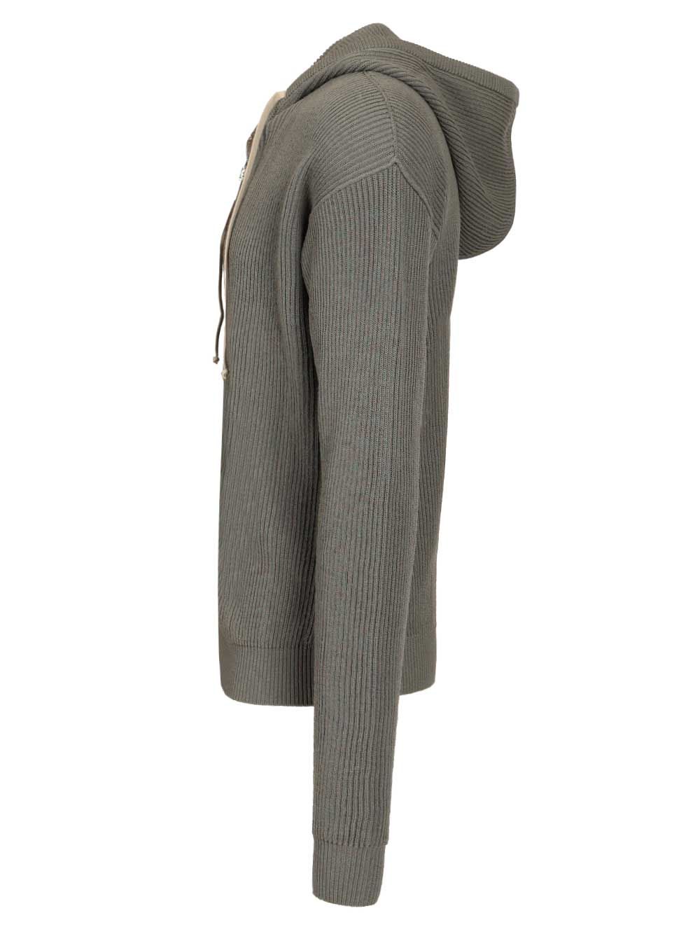 Ribbed wool hooded Light Blue Knitwear