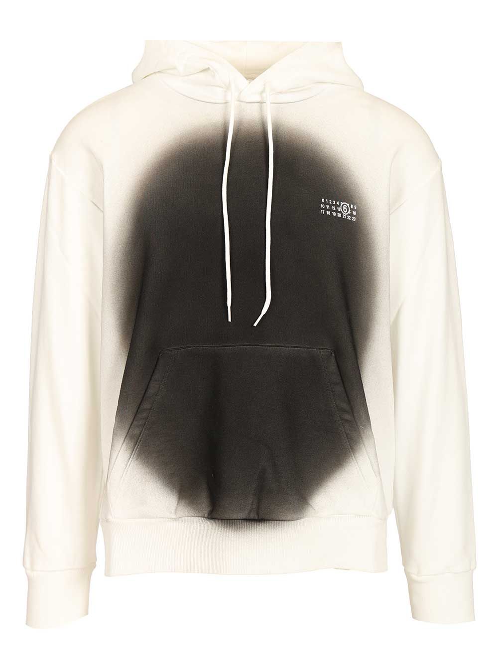 Spray Print Sweatshirt White Cotton Polyester Sweatshirts