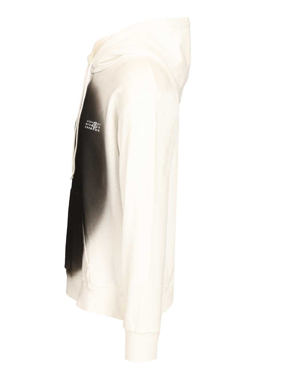 Spray Print Sweatshirt White Cotton Polyester Sweatshirts